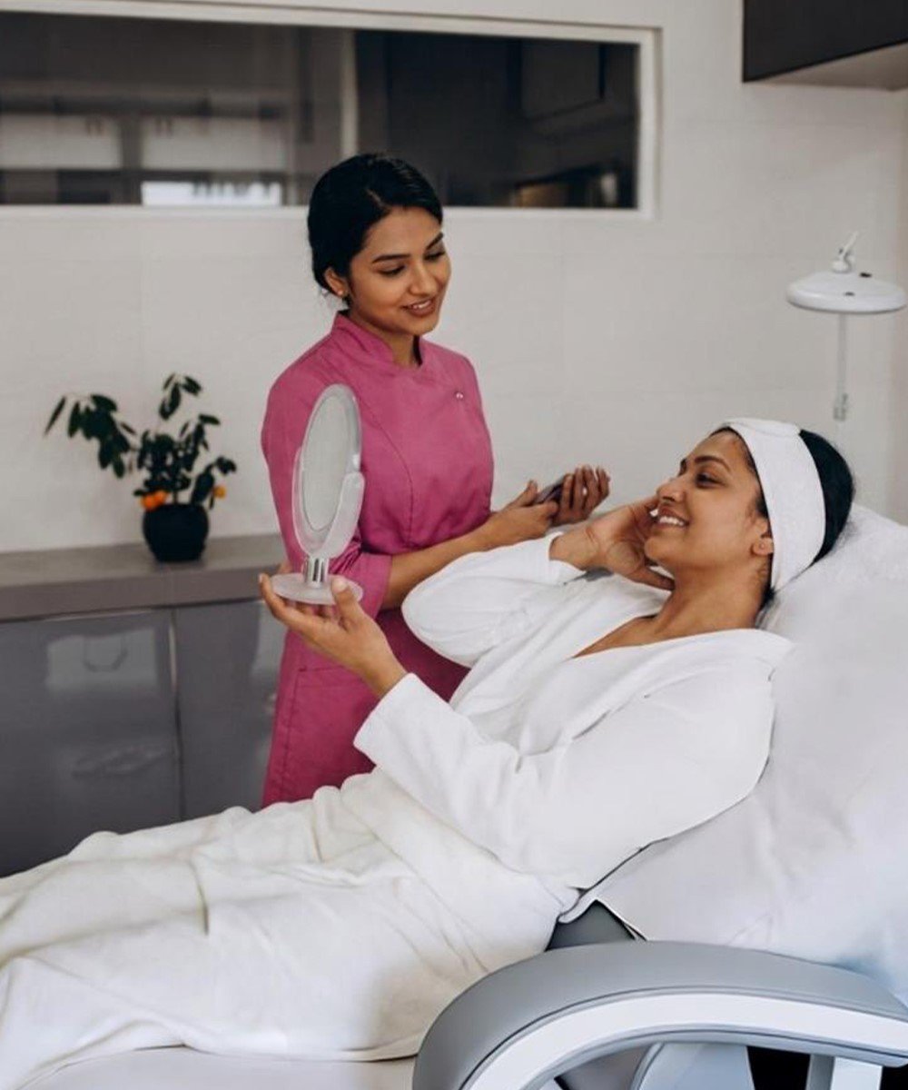 Woman in peaceful at-home wellness moment